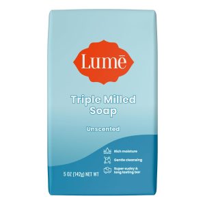 Lume Triple Milled Bar Soap - 5 oz (Unscented) | Paraben & Phthalate Free. Safe for Sensitive Skin. Whole-Body Cleansing Bar
