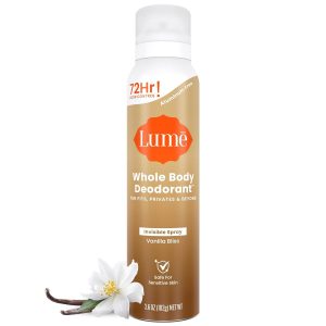 Lume Whole Body Deodorant Spray Aluminum Free - 3.6 oz (Vanilla Bliss) | 72-Hour Odor Control. Baking Soda Free. Whole-Body Deodorant Spray for Women — Safe for Underarms & Private Parts