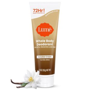 Lume Whole Body Deodorant - Invisible Cream Tube - 72 Hour Odor Control - Doctor Developed - Aluminum Free. Baking Soda Free and Skin Loving - 3.0 Ounce (Vanilla Bliss)