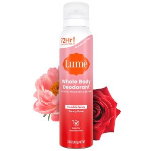 Lume Whole Body Deodorant Spray 3.6oz (Peony Rose) | 72-Hour Odor Control. Aluminum & Baking Soda Free. Whole-Body Deodorant Spray for Women — Safe for Underarms & Private Parts