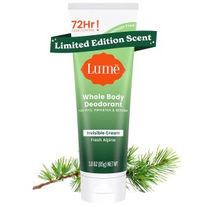 Lume Whole Body Deodorant - Cream Tube - 3 oz (Fresh Alpine) | 72-Hour Odor Control. Aluminum & Baking Soda Free. Doctor Developed. Whole-Body Deodorant for Women