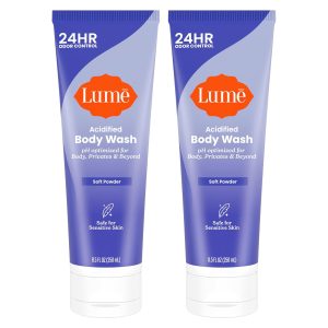 Lume Acidified Body Wash for - 8.5 oz. 2 pk (Soft Powder) | Removes Odor Better Soap Paraben Free SLS Safe Sensitive Skin Hydrating Formula body eliminator