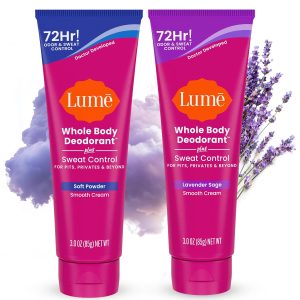 Lume Whole Body Sweat Control Deodorant Cream Tube - 3 oz. 2 pk combo scent | 72-Hour Odor & Sweat Control. Baking Soda Free. Antiperspirant Deodorant for Women