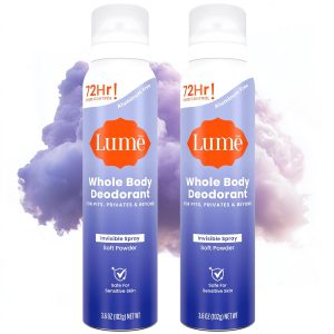 Lume Whole Body Deodorant Spray Aluminum Free - 3.6 oz (Soft Powder) | 72 Hr Odor Control All Day Protection Baking Soda Free Paraben Dye Ozone Friendly Feet deodorant women