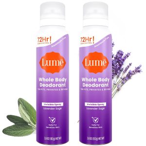 Lume Whole Body Deodorant Spray Aluminum Free - 3.6 oz (Lavender Sage) | 72 Hr Odor Control All Day Protection Baking Soda Free Paraben Talc Ozone Friendly Feet deodorant women