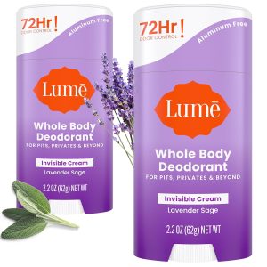 Lume Deodorant Cream Stick - 2.2 oz. 2 pk (Lavender Sage) | Odor Protection Aluminum Free Baking Soda Paraben Hypoallergenic Feet Cruelty deodorant lotion